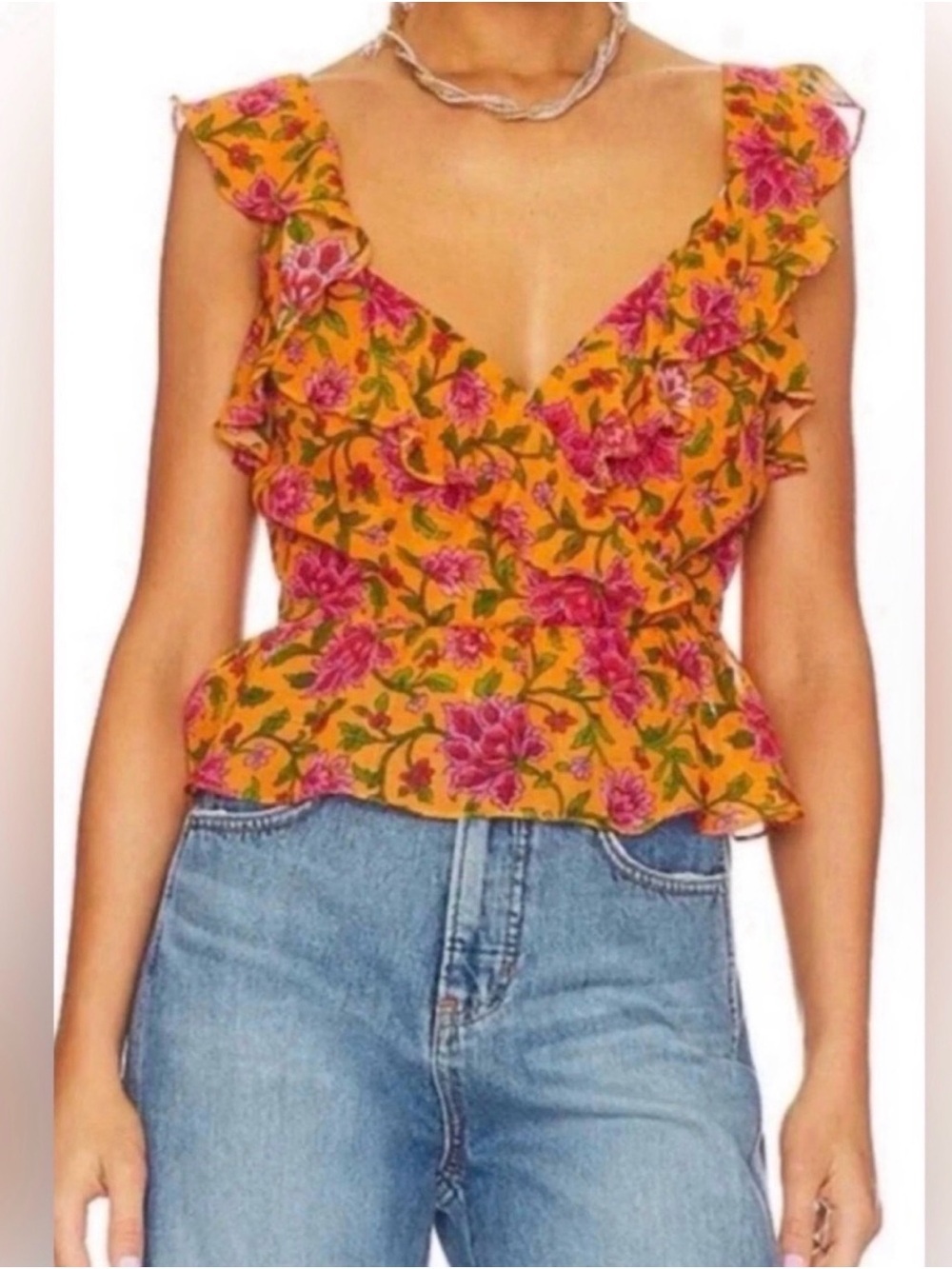 Veronica Beard Floral Silk Top Size 16 NWT